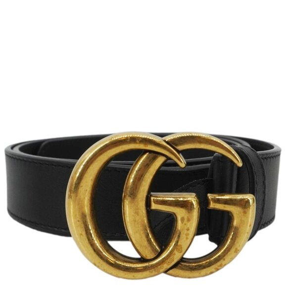 Gucci  GG Buckle Leather Belt Black 525040 Size 85/34 - Picture 1 of 11